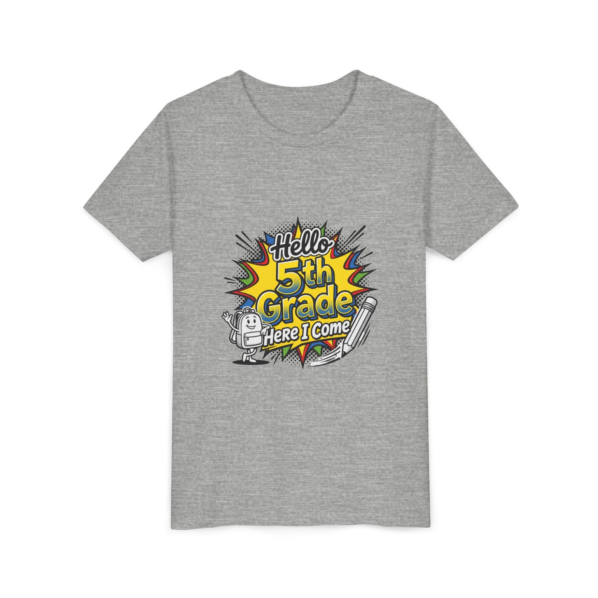 Hello 5th Grade Here I Come Youth T-Shirt — Back-to-School Graphic Tee for Kids